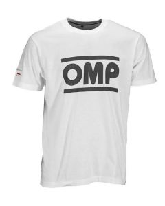 T-shirt med OMP Racings logotyp mot vit bakgrund